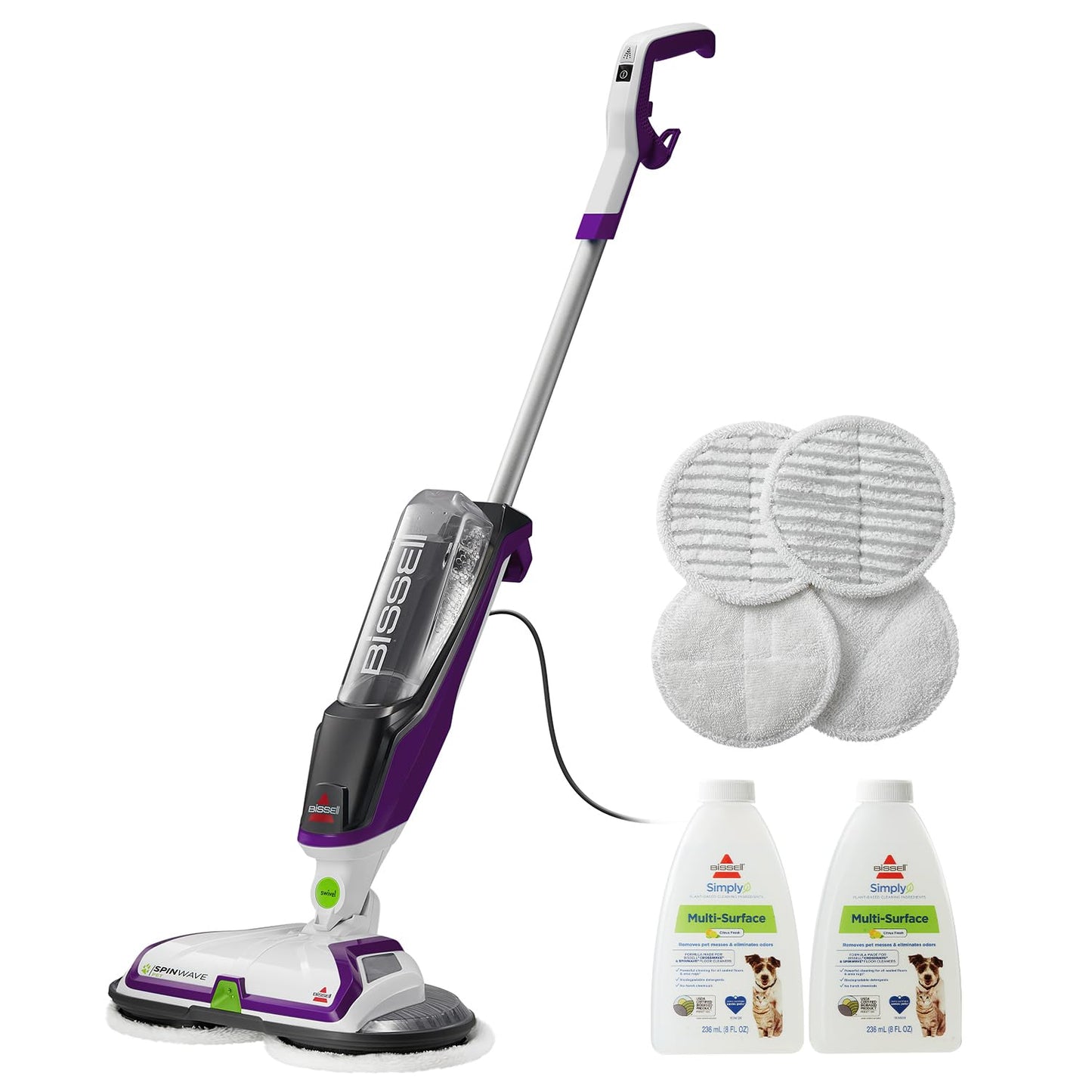 Bissell® SpinWave Hard Floor Expert Corded Spin Mop Cleaner with Washable mop Pads for Sealed Hard Floors, 20393