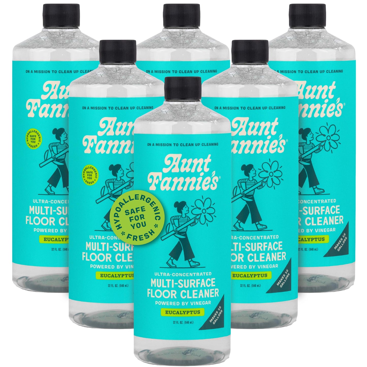 Aunt Fannie's Ultra Concentrated Floor Cleaner Vinegar Wash, Multi-Surface Solution For Mopping, Value Size, Lavender Scent, 64 oz
