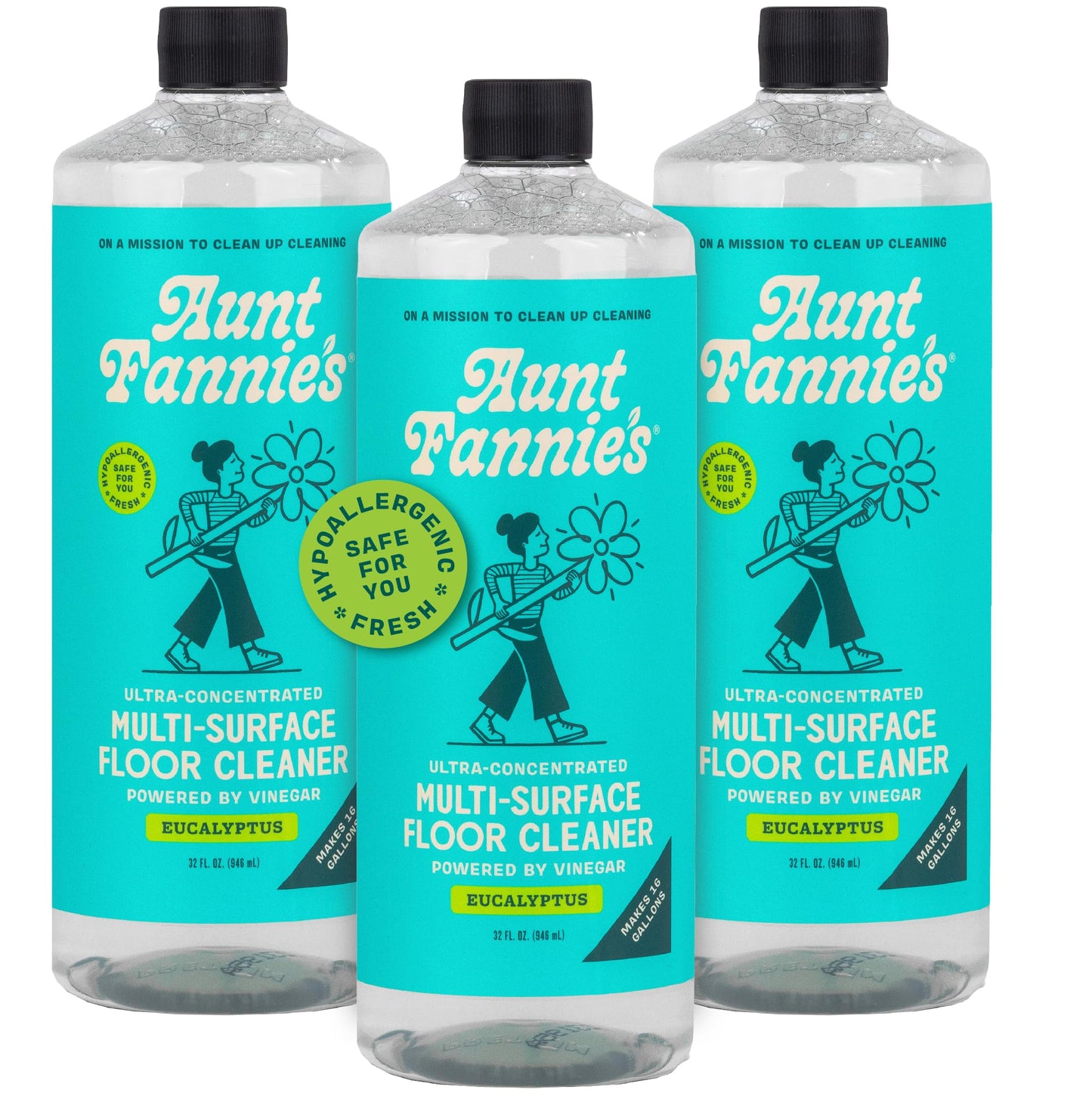 Aunt Fannie's Ultra Concentrated Floor Cleaner Vinegar Wash, Multi-Surface Solution For Mopping, Value Size, Lavender Scent, 64 oz