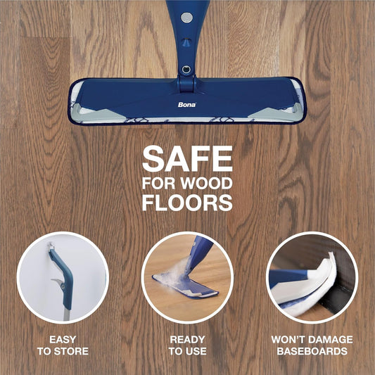 Bona Hardwood Floor Premium Spray Mop - Includes Wood Floor Cleaning Concentrate and Machine Washable Microfiber Cleaning Pad - Dual Zone Cleaning Design for Faster Cleanup
